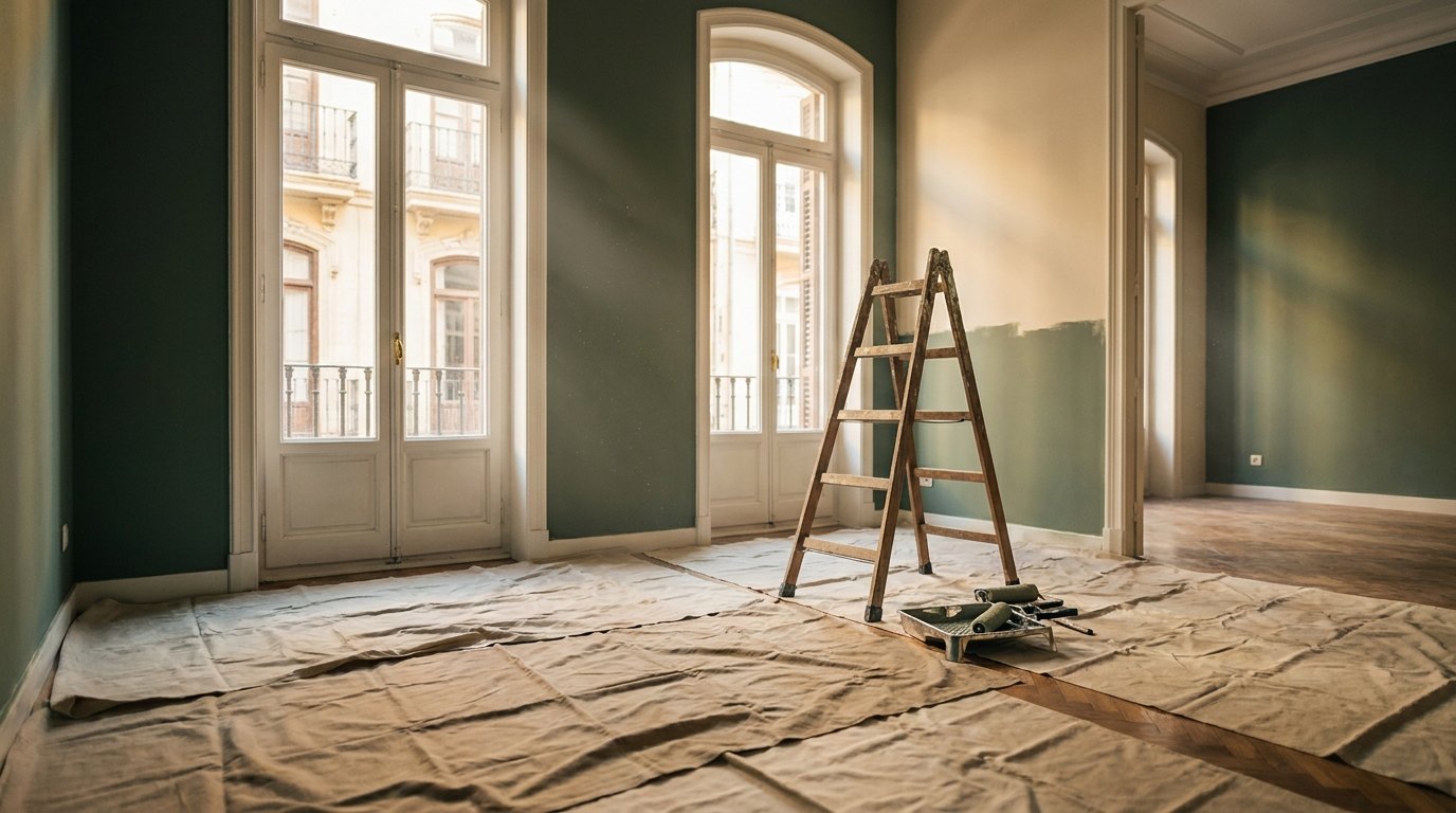 Vivienda en proceso de pintura