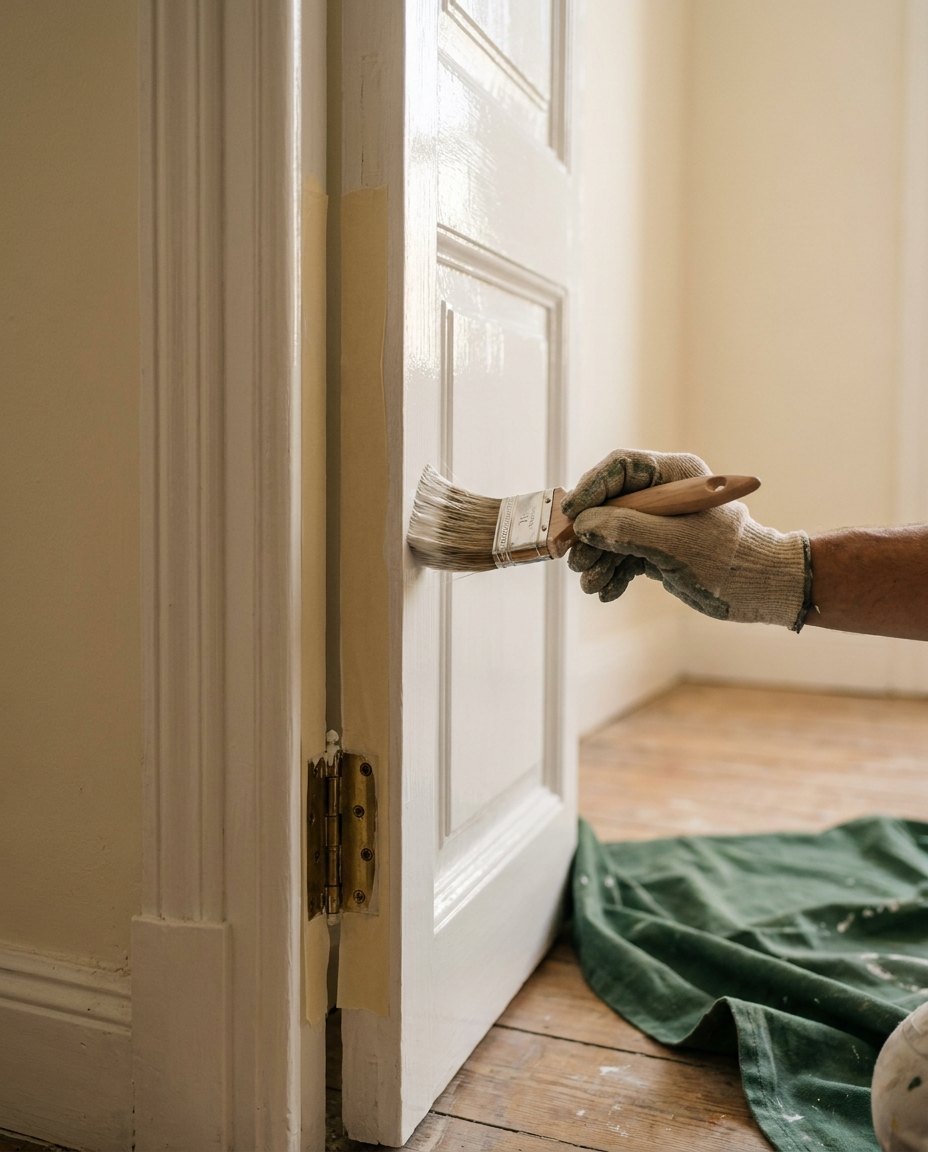 Esmaltado de una puerta de madera